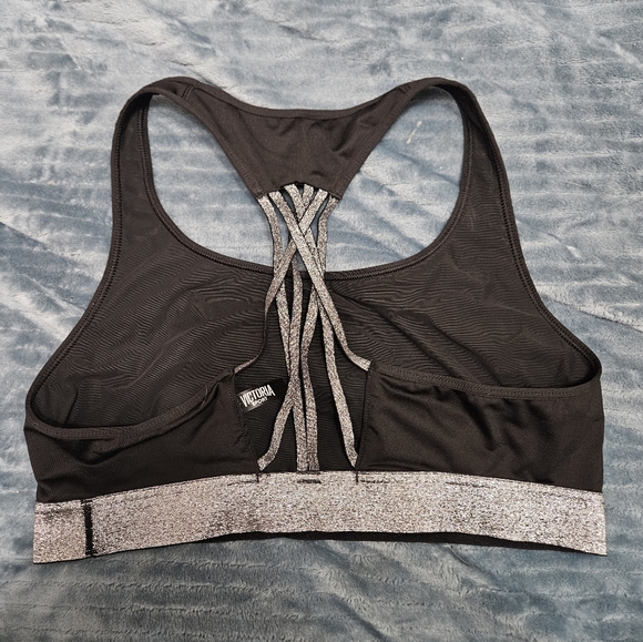 Victoria Sport Black Sports Bra With Silver Band! - Picture 5 of 5